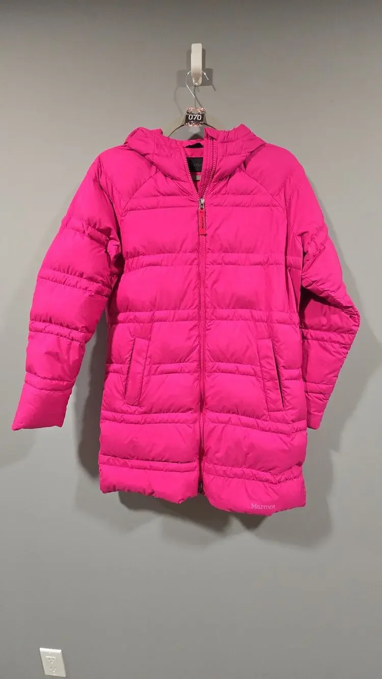 Girl's Marmot Goose Down Coat Jacket Fuchsia Pink Size XL Excellent B7